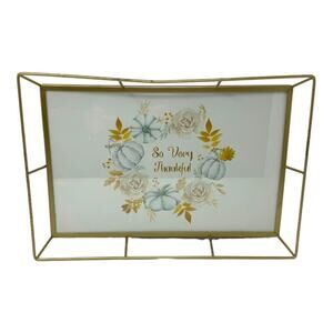 So Very Thankful Seasonal Gold Wire Decorative Accent Tray 12x17"